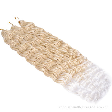 Wholesale Blonde Ombre Loose Water Wave Pre Looped Freetress Long French Curls Synthetic Braiding Hair Crochet Hair For Braids